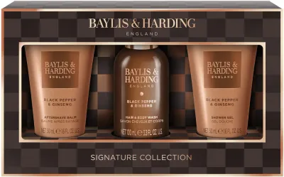 Мужской набор Baylis & Harding Black Pepper & Ginseng гель для тела и волос 100 мл бальзам после бритья 50 мл и гель для душа 50 мл