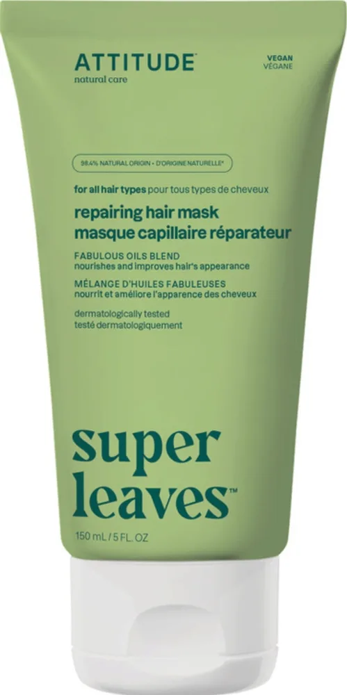 Восстанавливающая маска для волос Attitude Super Leaves, абиссинское и аргановое масло, масло ши, экстракт кресс-салата, 150 мл