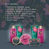 Набор Baylis & Harding Boudoire Tropical Paradise крем для душа 300 мл пена 300 мл лосьон 130 мл крем-гель 130 мл мыло 100 г кристаллы 100 г и мочалка — фото 4