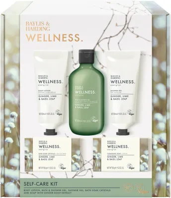 Набор Baylis & Harding Wellness гель для ванны и душа 300 мл лосьон 130 мл гель для душа 130 мл кристаллы 100 г и мыло 150 г
