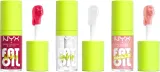 NYX Professional Makeup Zestaw do makijażu ust - Набор масел для губ NYX Holiday Fat Oil три мерцающих масла с увлажнением 3x4.8 мл — фото 3