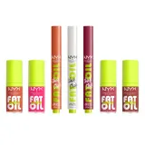 NYX Professional Makeup Zestaw do makijażu ust, 7 produktów - Набор для губ NYX Holiday Fat Oil три масла-блеска и четыре бальзама с увлажнением 7 предметов — фото 3