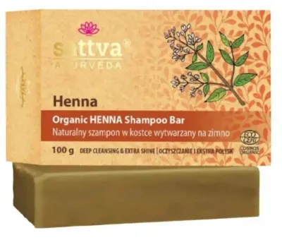 Твёрдый шампунь Sattva Ayurveda с хной и брингараджем, без SLS, 100 г