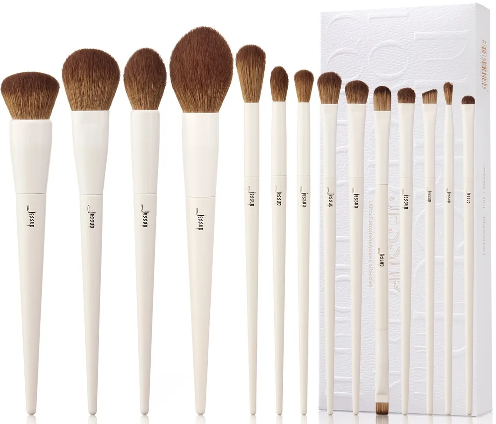 Набор кистей для макияжа Jessup Luxury Light Gray Brush Set T329 из 14 предметов