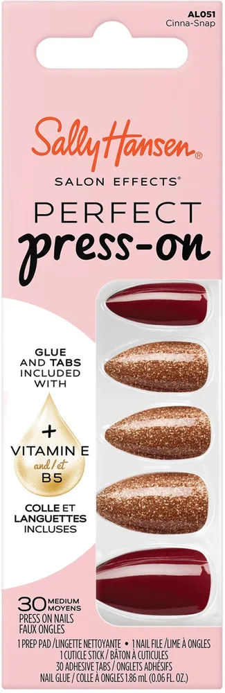 Набор накладных ногтей Sally Hansen Salon Effects Cinna-Snap миндалевидной с клеем и аксессуарами 5 предметов