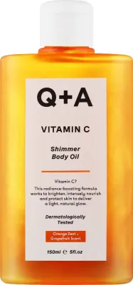 Сияющее масло для тела Q+A Vitamin C Shimmer с мерцающими частицами
