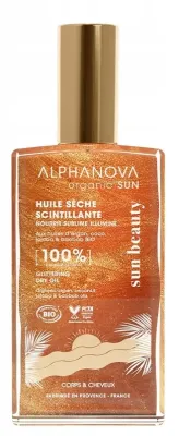 Масло для тела сухое Alphanova Sun Glittering Dry Oil с перламутровыми частицами сияние 100 мл