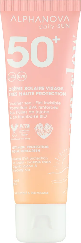 Крем солнцезащитный для лица Alphanova Daily Sun SPF 50+ органический жожоба водостойкий 50 мл