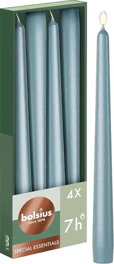 Набор конических свечей Bolsius Special Essentials синие 245 x 24 мм 4 шт