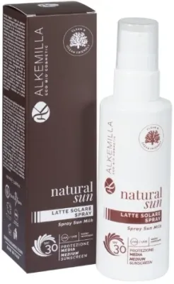 Alkemilla Eco Bio Cosmetic Alkemilla Eco Bio Cosmetic Latte Solare Spray Protezione Media SPF 30 - Спрей для тела Alkemilla Eco Bio Latte Solare SPF30 солнцезащитное молочко с витамином E 150 мл