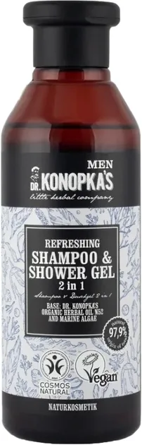 Шампунь-гель для душа для мужчин Dr Konopka's Men Refreshing 2 в 1, 280 мл