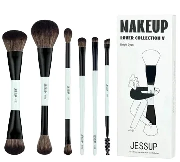 Набор кистей для макияжа лица Jessup Bright Cyan Makeup Brush Set T501 из 6 предметов