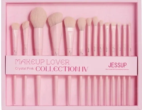 Набор кистей для макияжа Jessup Crystal Pink Makeup Brushes Set T495-G из 14 предметов