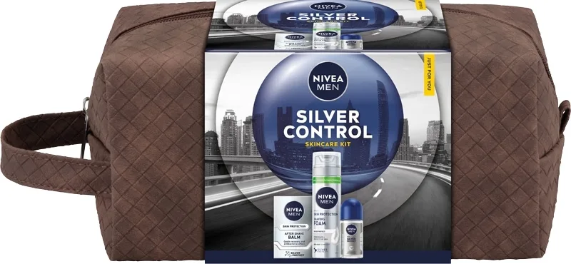 Мужской набор NIVEA Men Silver Control пена бальзам для бритья с ионами серебра и дезодорант Объем - 200 + 100 + 50 мл