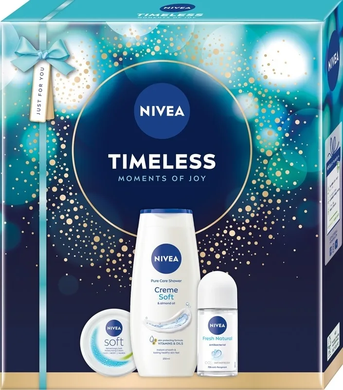 Набор для тела NIVEA Timeless гель для душа крем для тела и дезодорант с миндальным маслом и жожоба 250+100+50 мл