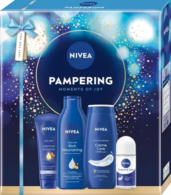 Набор для тела NIVEA Pampering гель для душа молочко крем для рук и дезодорант с маслом ши 250+250+100+50 мл