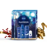 Набор для тела NIVEA Pampering гель для душа молочко крем для рук и дезодорант с маслом ши 250+250+100+50 мл — фото 2
