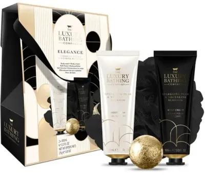 Набор Grace Cole The Luxury Bathing Sparkling Pear лосьон для тела 100 мл крем для тела 100 мл бомбочка для ванны 25 г и губка