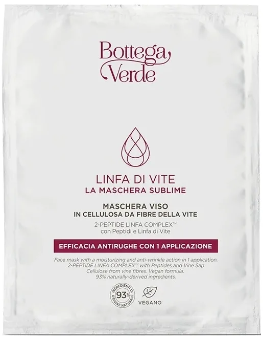 Маска для лица Bottega Verde Linfa Di Vite с пептидами и виноградным соком, 12 мл