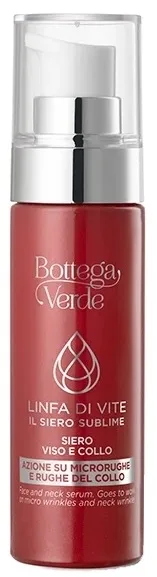 Сыворотка для лица и шеи Bottega Verde Linfa Di Vite укрепляющая, с пептидами и церамидами, 30 мл