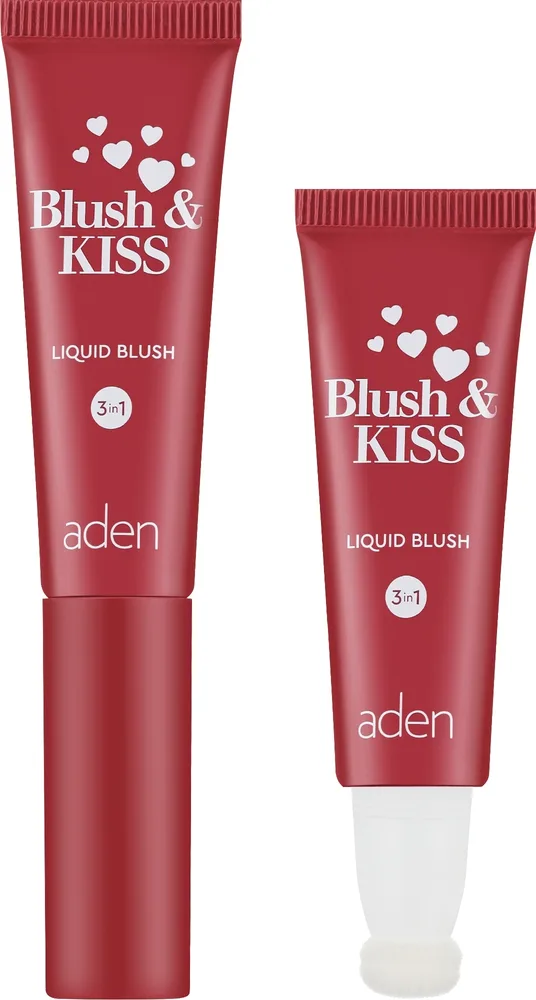 Румяна для лица Aden Cosmetics Blush & Kis 3in1, оттенок 01 - Pink Petals