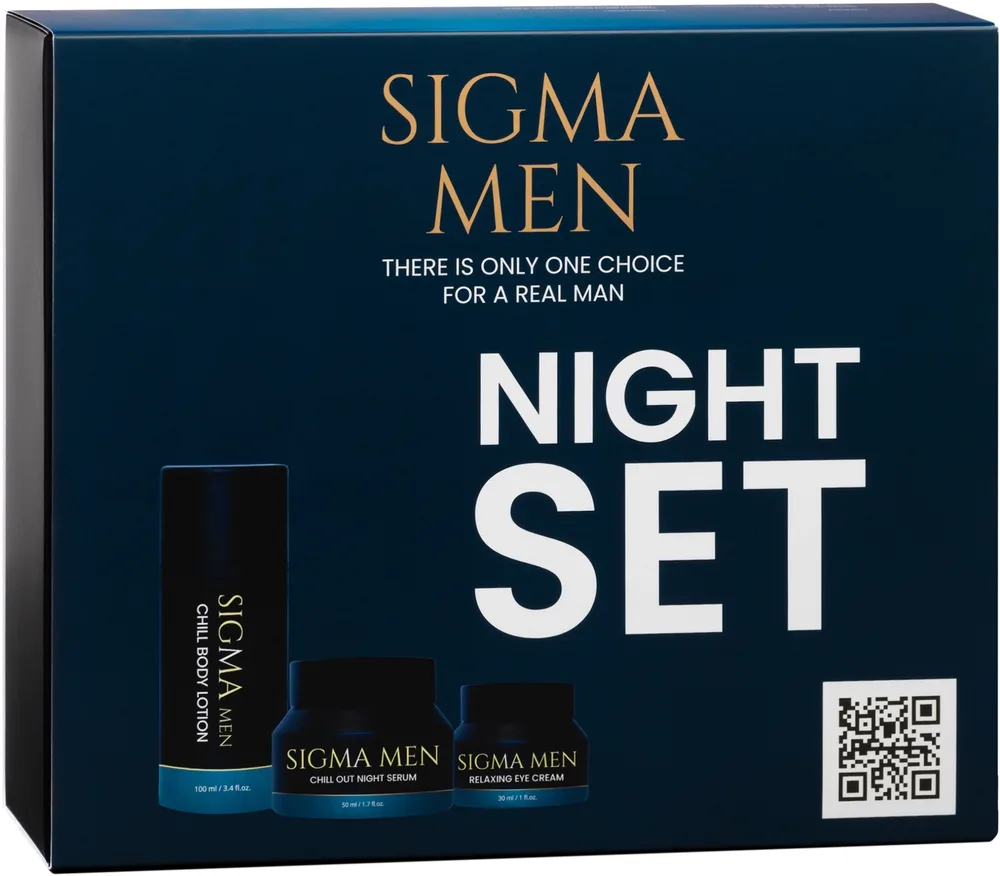 Мужской набор Sigma Men Night ночная сыворотка для лица 50 мл крем для области вокруг глаз 30 мл и лосьон для тела 100 мл