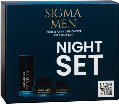 Мужской набор Sigma Men Night ночная сыворотка для лица 50 мл крем для области вокруг глаз 30 мл и лосьон для тела 100 мл
