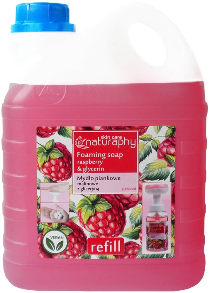 Мыло-пенка для рук Naturaphy Raspberry & Glycerin малина, сменный блок