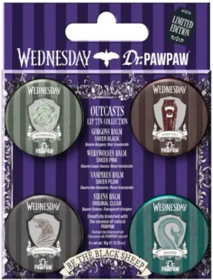 Набор бальзамов для губ Dr. PAWPAW x Wednesday четырех бальзама с касторовым и подсолнечным маслом четырехx10 г