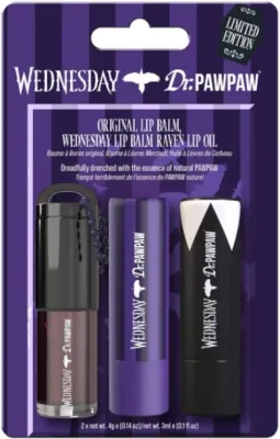 Набор Dr. PAWPAW x Wednesday масло для губ Raven 3 мл и бальзамы для губ 2 шт по 4 г/ Доктор Папау