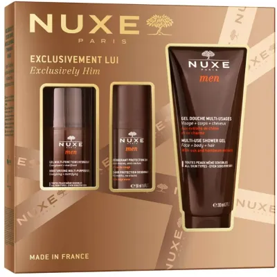 Мужской набор Nuxe Men увлажняющий гель для лица дезодорант и гель для душа с экстрактом баобаба 50+30+200 мл