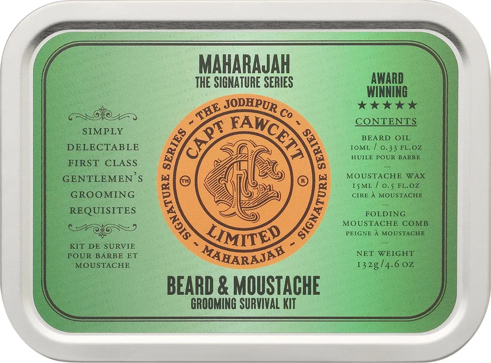 Мужской набор для бороды Captain Fawcett Maharajah бальзам масло и складная расческа с миндальным маслом и жожоба 15+10 мл