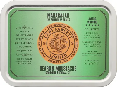 Мужской набор для бороды Captain Fawcett Maharajah бальзам масло и складная расческа с миндальным маслом и жожоба 15+10 мл