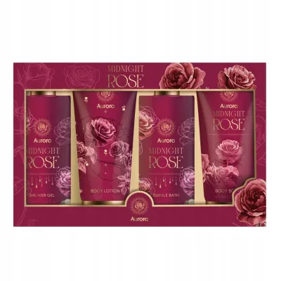 Набор Aurora Midnight Rose гель для душа 250 мл бальзам для тела 150 мл скраб 150 мл и пена для ванны 150 мл
