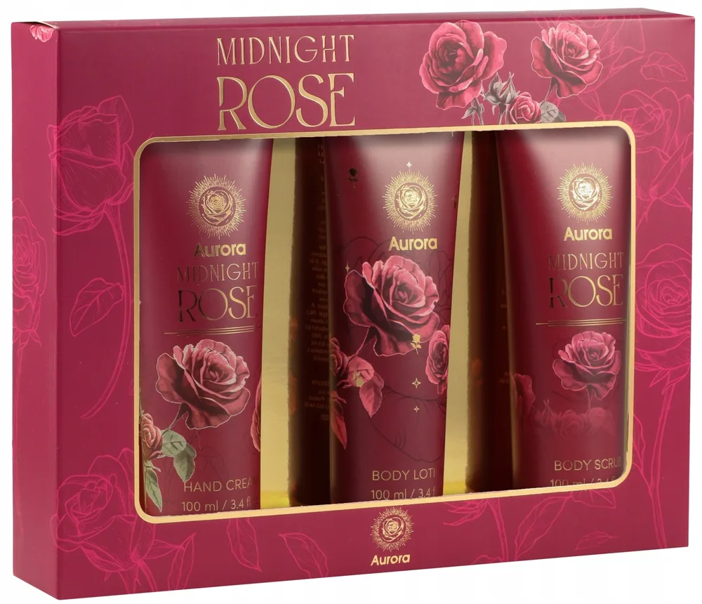 Набор Aurora Midnight Rose крем для рук 100 мл бальзам для тела 100 мл и скраб для тела 100 мл