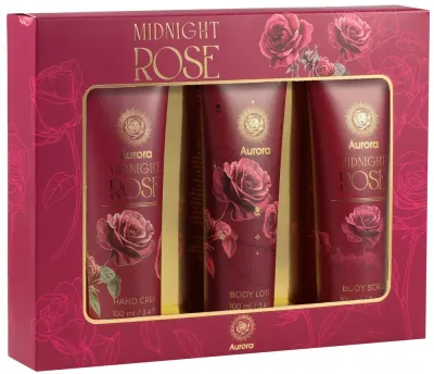 Набор Aurora Midnight Rose крем для рук 100 мл бальзам для тела 100 мл и скраб для тела 100 мл