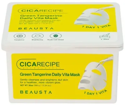 Тканевая маска для лица с витамином C и центеллой азиатской Beausta Green Tangerine Daily Vita Mask
