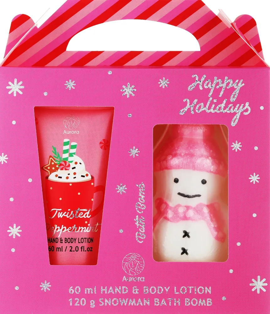 Детский набор Aurora Xmas Kids лосьон с ароматом мяты и бомбочка для ванны с ароматом мяты 60 мл+120 г
