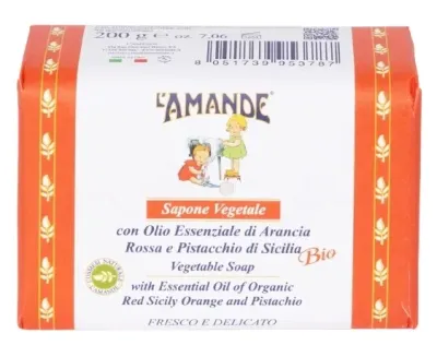 Мыло растительное L'Amande Vegetable Soap красный апельсин и фисташка Сицилия, 200 г