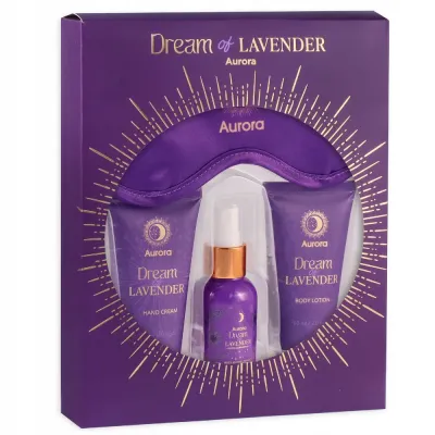 Набор Aurora Dream Of Lavender лосьон для тела 60 мл крем для рук 60 мл спрей для тела и подушки 50 мл и маска для сна
