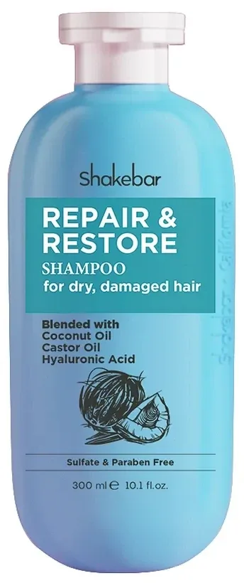 Шампунь для сухих и повреждённых волос Shakebar Repair &amp; Restore Shampoo восстанавливающий, увлажняющий, 300 мл
