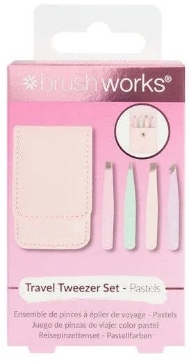 Дорожный набор пинцетов Brushworks Pastels из нержавеющей стали 4 шт по 5 см