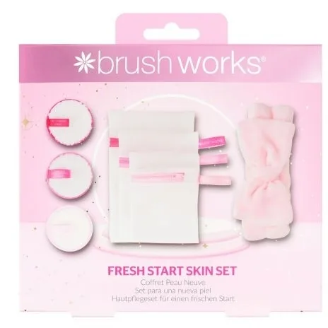 Набор Brushworks Fresh Start Skin многоразовые диски 3 шт мешочки для стирки 3 шт и повязка для волос