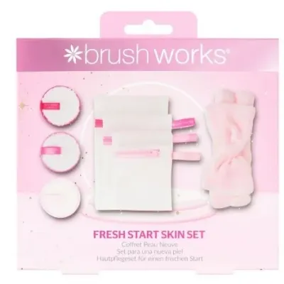 Набор Brushworks Fresh Start Skin многоразовые диски 3 шт мешочки для стирки 3 шт и повязка для волос