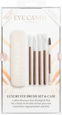 Набор кистей для макияжа глаз Eye Candy Luxury кисти 4 шт двусторонняя кисть для бровей и силиконовый держатель