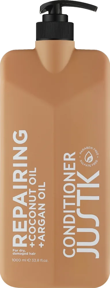Восстанавливающий кондиционер для сухих и повреждённых волос JustK Coconut Oil & Argan Oil Repairing Conditioner