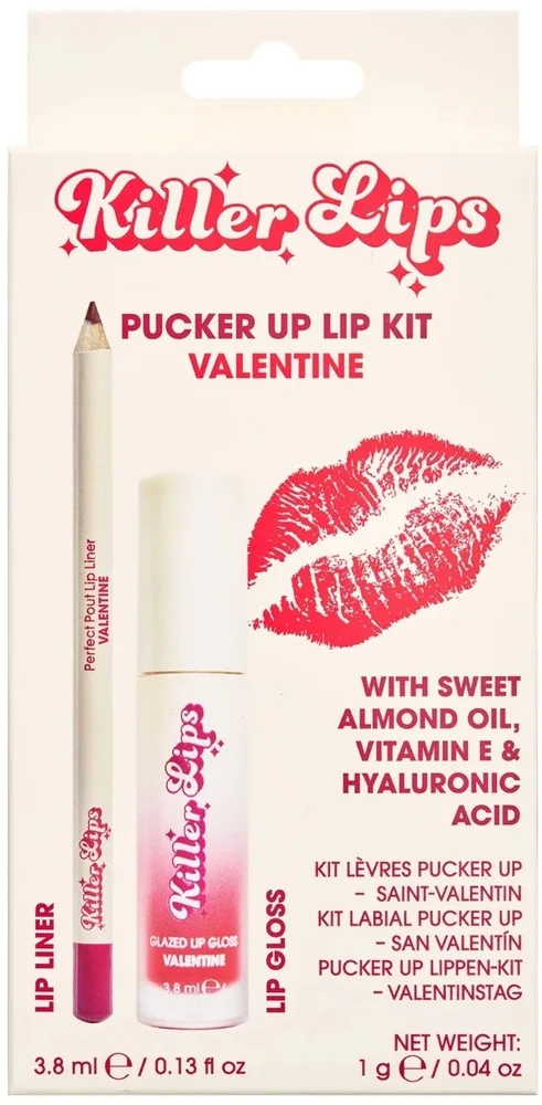 Набор для макияжа губ Killer Lips Pucker Up Valentine карандаш 1 г и блеск для губ 3.8 мл