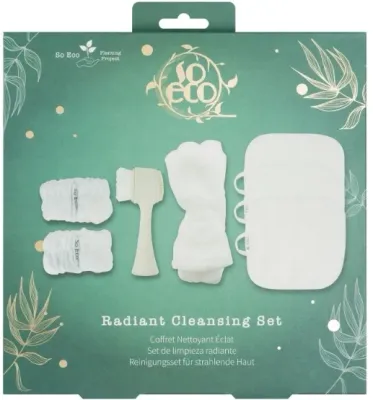 Набор для очищения лица So Eco Radiant щетка для умывания очищающие диски напульсники и повязка для волос