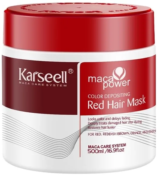 Маска для волос Karseell Maca Power Color Deposing Red Hair Mask оттеночная, для рыжих волос, 500 мл