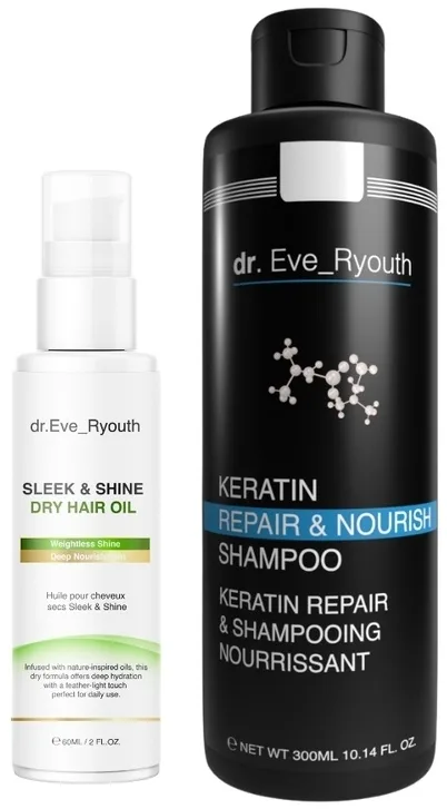 Набор Dr. Eve_Ryouth Keratin шампунь 300 мл и сухое масло для волос 60 мл